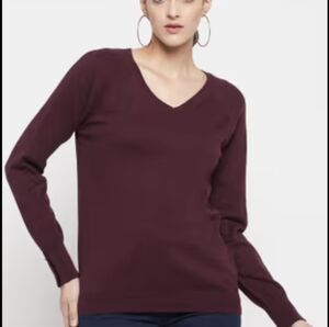 EUC Eggplant purple v neck sweater, light weight